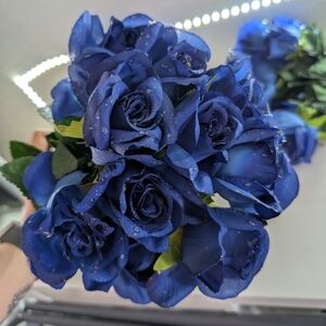 Three Bundles Of Blue Roses (Artificial) Fake Decor Party Flowers Wedding